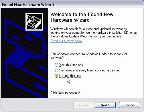 Found New Hardware Wizard 1