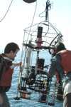 Profiling package being deployed from ship